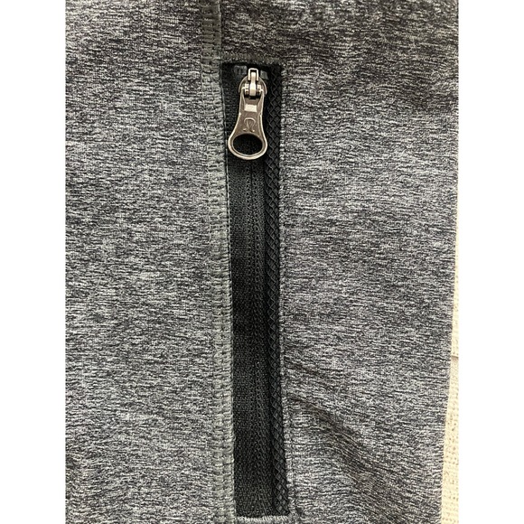 Lululemon Heathered Grey Neon Pink Waistband Mesh Panel Zipper Pocket Leggings - Picture 12 of 12